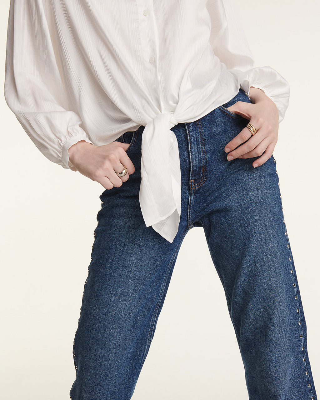 The Kooples - Top Fluide Écru Large À Détail Noué - Femme