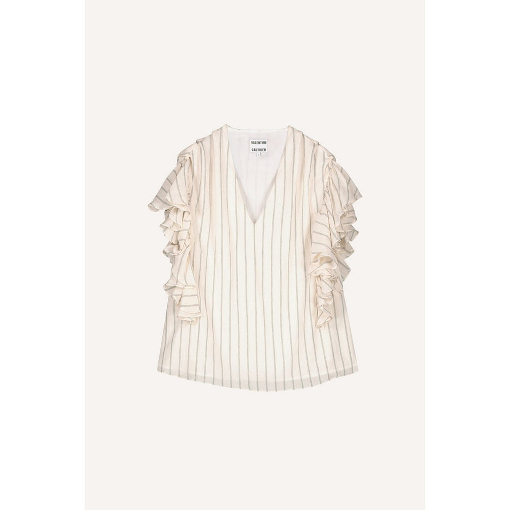 Top Kahlo Onsen Craie - Chemises Et Tops - Valentine Gauthier - The Bradery