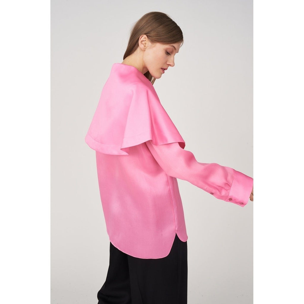 Top Manches Longues Satin Organza De Soie - Bubblegum