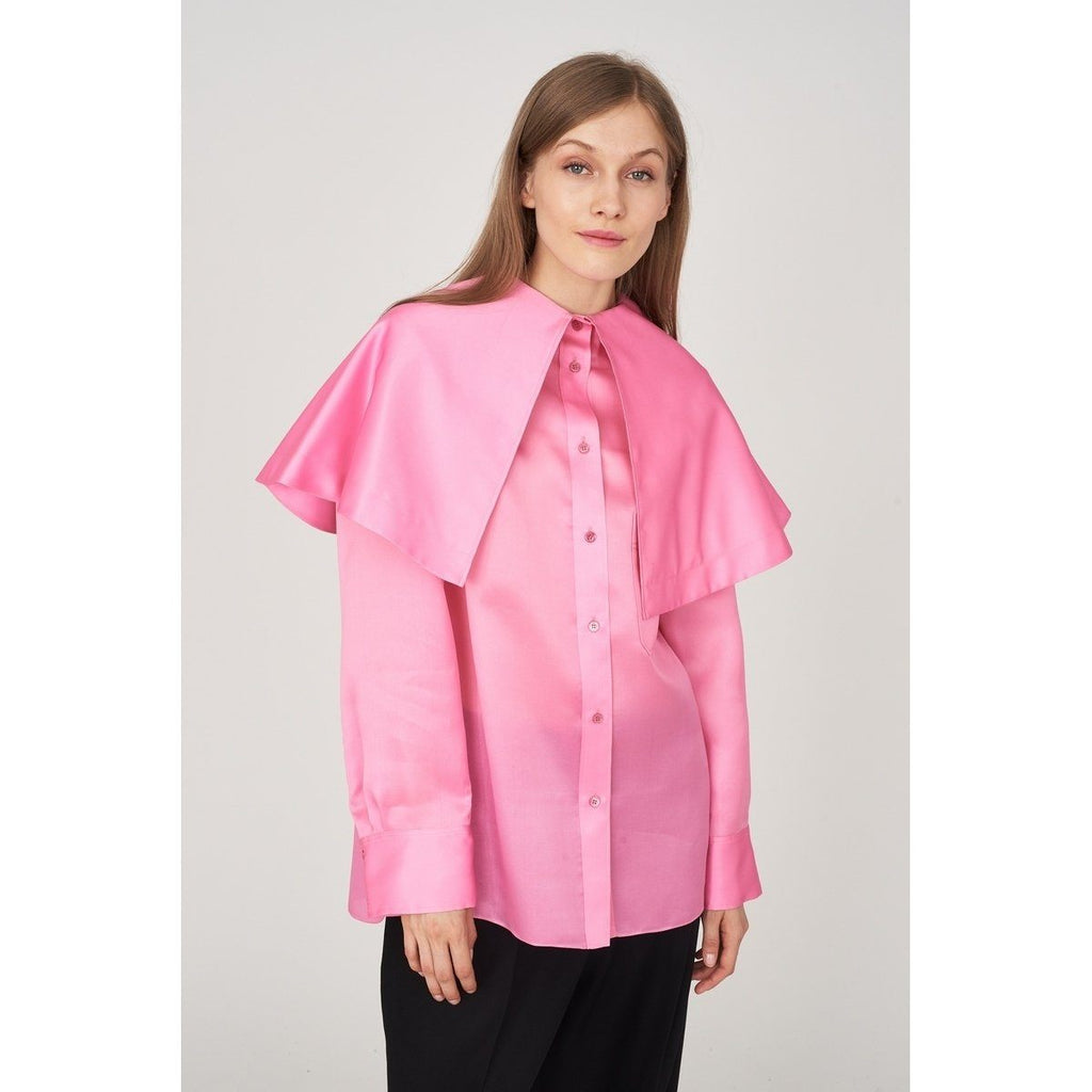 Top Manches Longues Satin Organza De Soie - Bubblegum