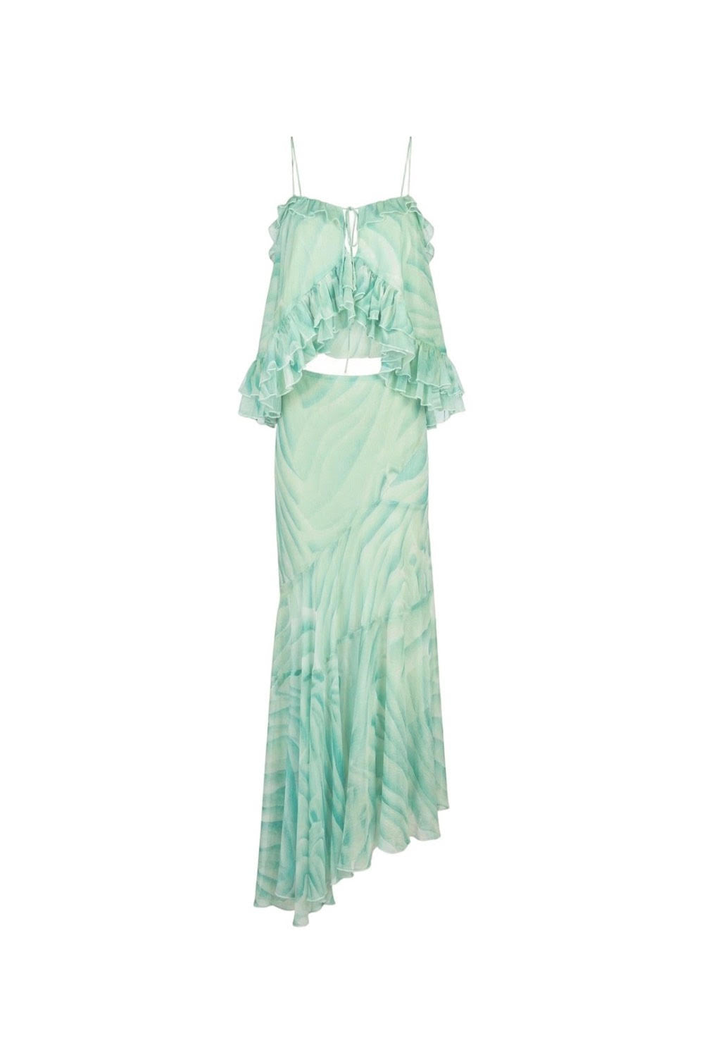 Jupe Asymétrique En Chiffon À Imprimé – Vert