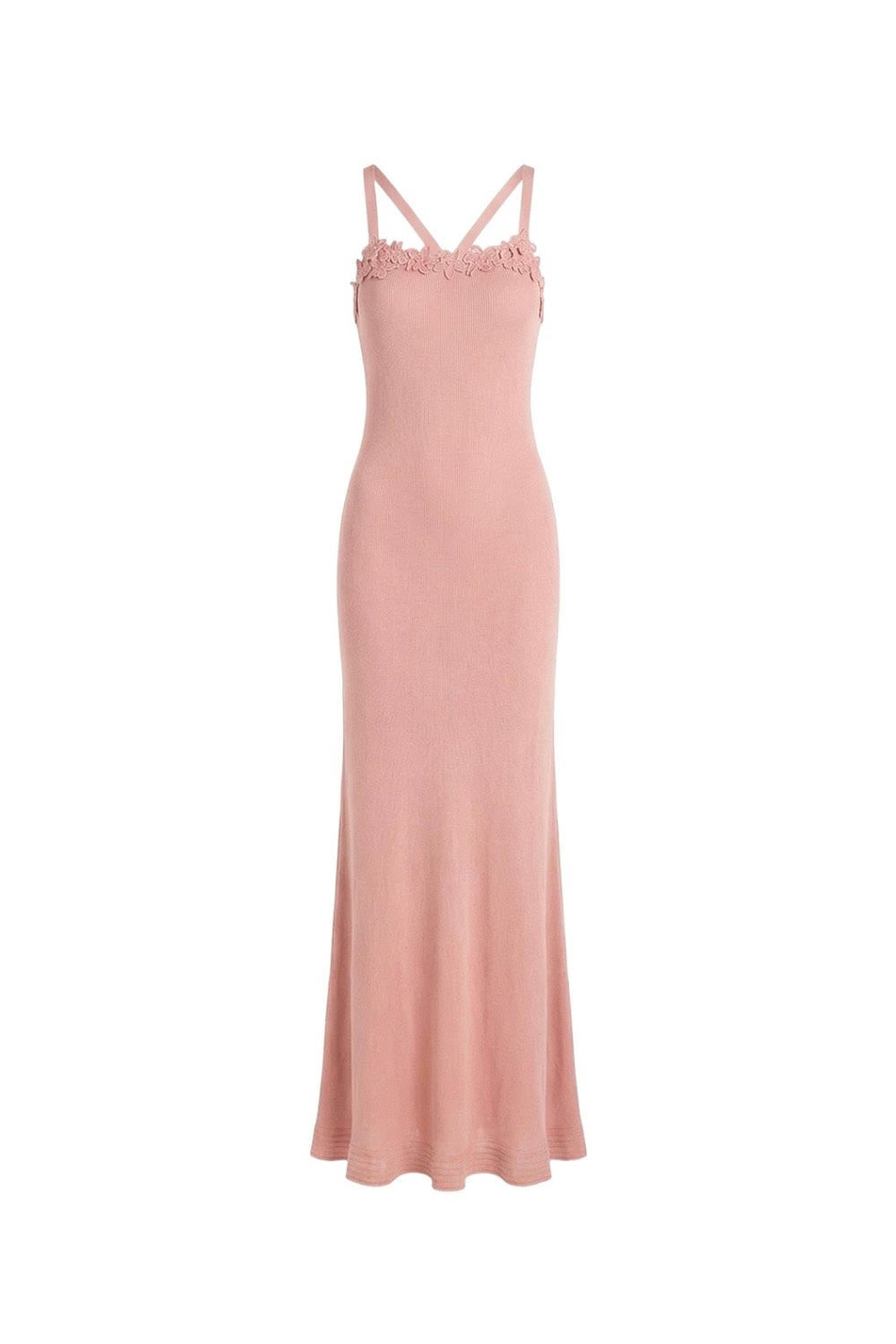 Robe En Maille À Fleurs Crochetées – Rose