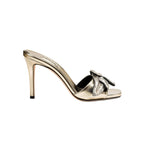 Valeria Sahara High-Heel Sandal showcasing metallic leaf embroidery, combining bold design with nature's elegance.