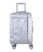 Valise Evasion GYL souple cabine 55 cm coloris argent vue de face avec logo GYL