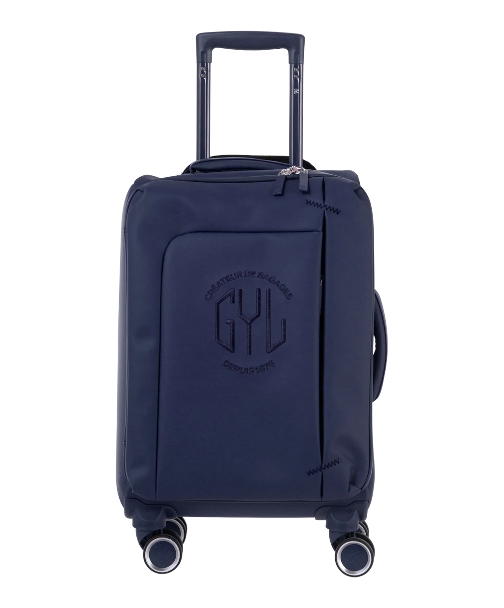 Valise Evasion GYL souple cabine 55 cm coloris marine vue de face avec logo GYL