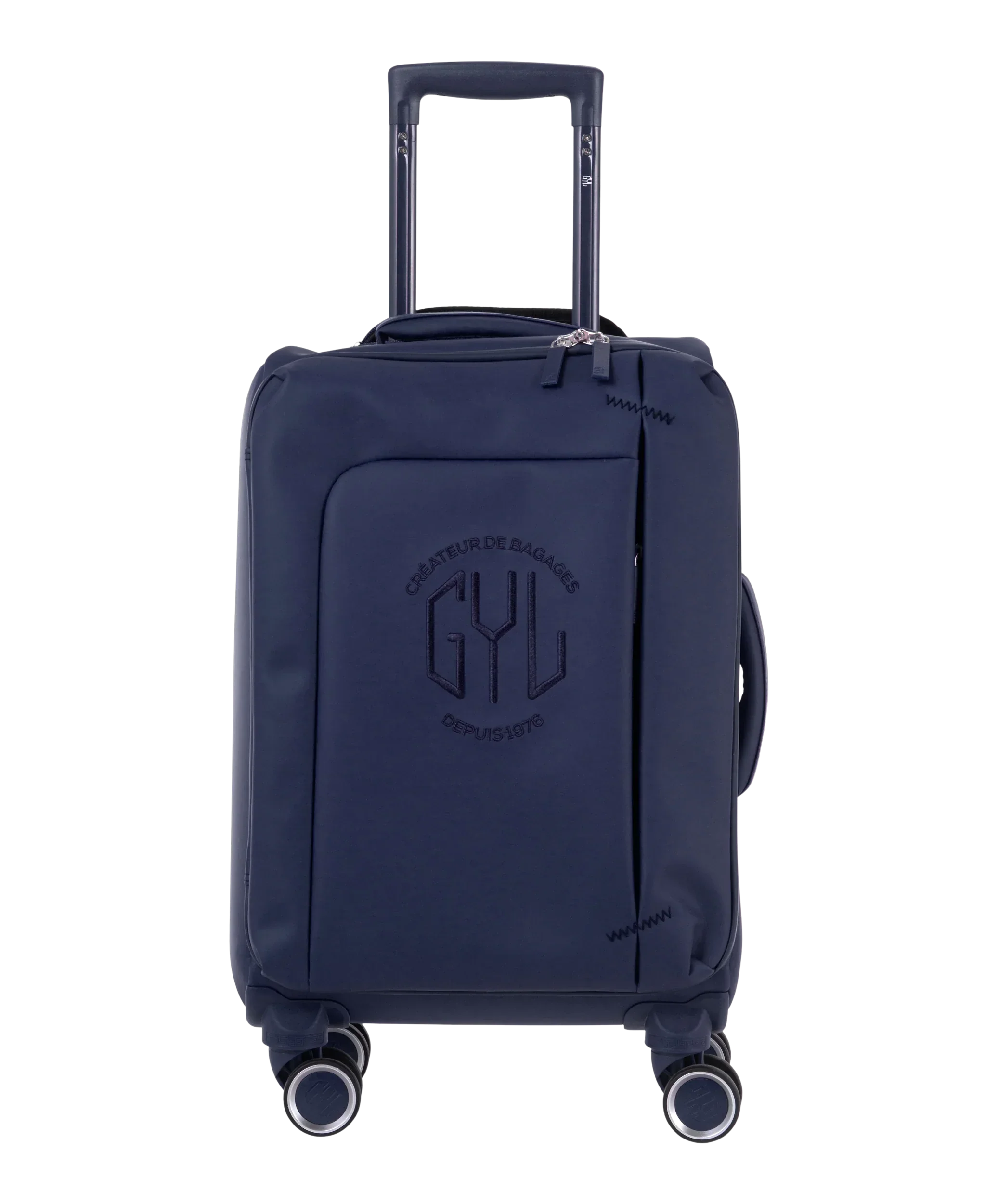 Valise Evasion GYL souple cabine 55 cm coloris marine vue de face avec logo GYL