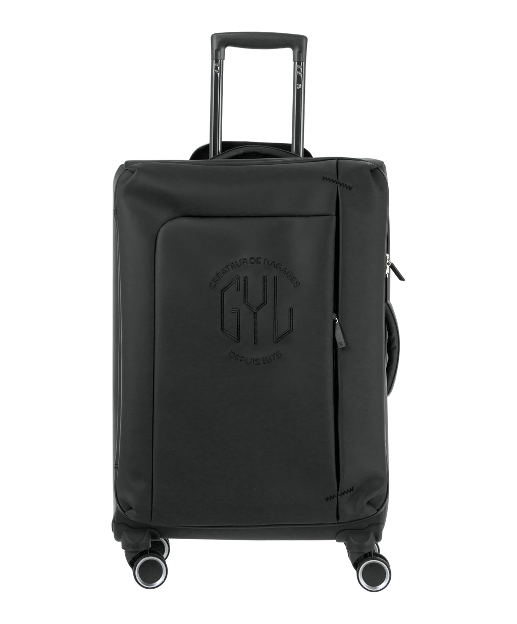 Valise Evasion GYL souple semaine 65 cm coloris noir vue de face avec logo GYL