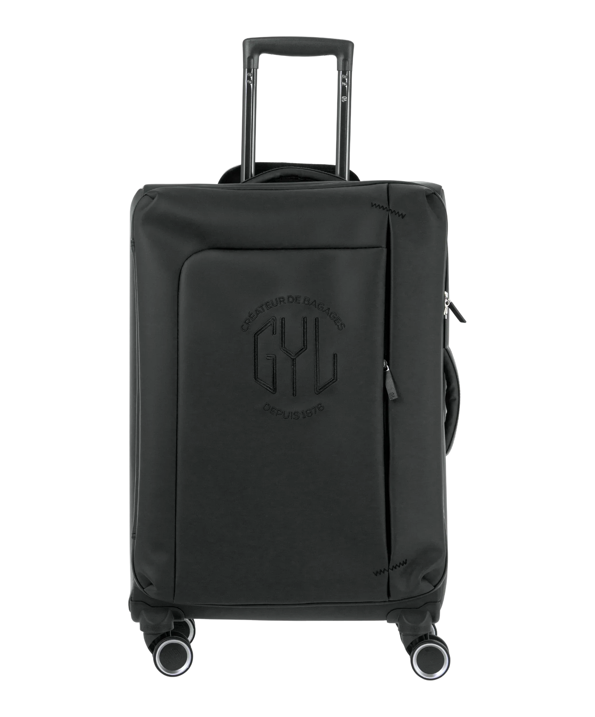 Valise Evasion GYL souple semaine 65 cm coloris noir vue de face avec logo GYL