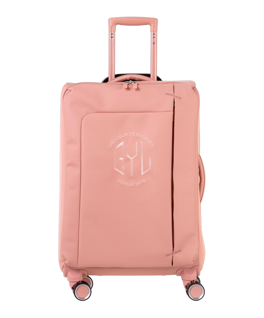 Valise Evasion GYL souple semaine 65 cm coloris rose gold vue de face avec logo GYL