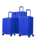 Valise rigide Intemporelle bleu vue de profil avec serrure TSA integree GYL