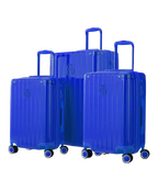 Valise rigide Intemporelle bleu vue de profil avec serrure TSA integree GYL