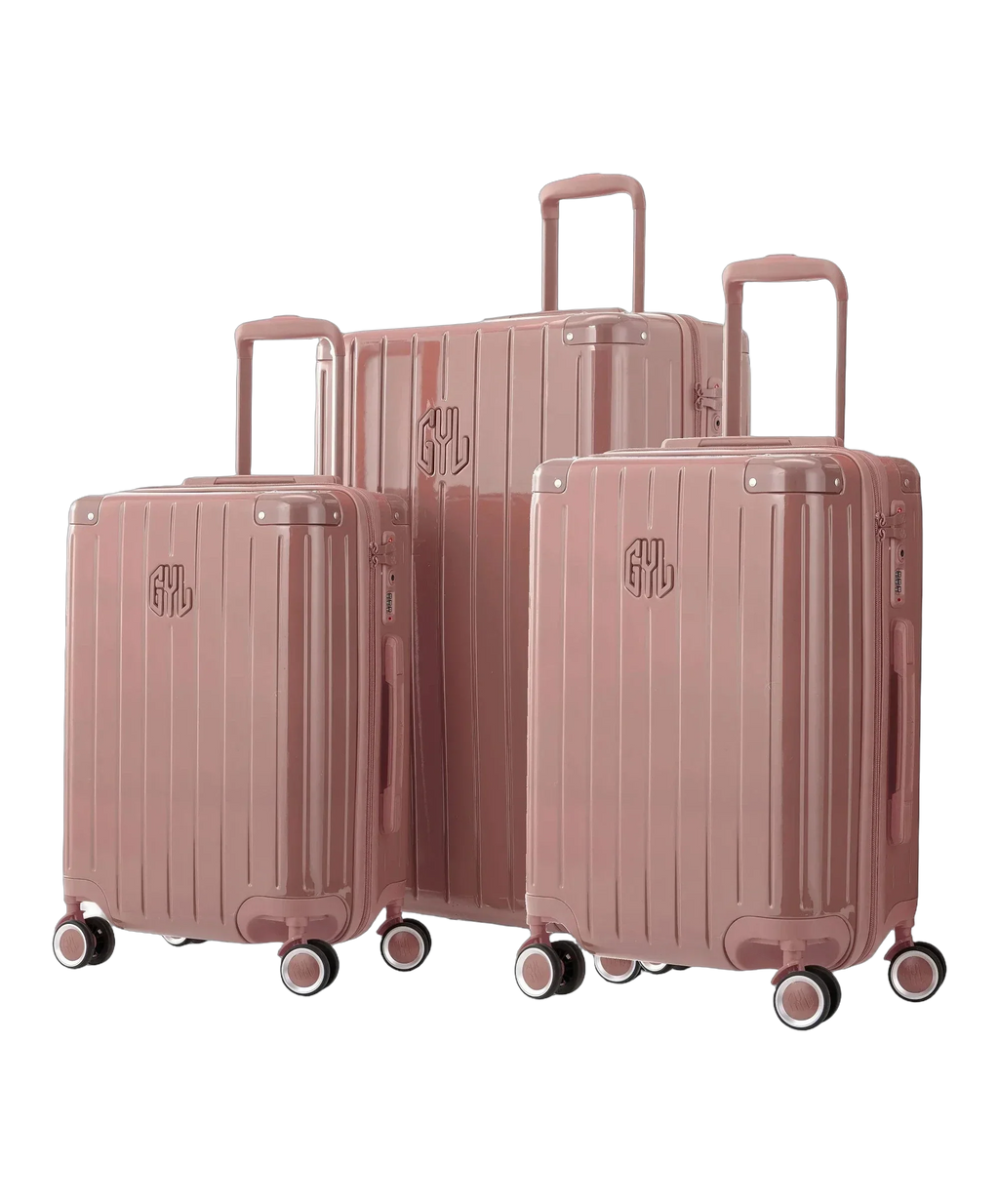 Set de 3 valises rigides Intemporelle rose gold cabine semaine et soute face avant GYL