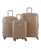 Valise Citadine en polypropylène set de 3 valises coloris champagne vue de dos arrière avec logo GYL
