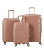 Valise Citadine en polypropylene set de 3 valises cabine semaine et soute coloris champagne vue de face du set complet