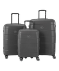 Valise Citadine en polypropylene set de 3 valises cabine semaine et soute coloris gris fonce vue de face du set complet