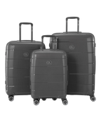 Valise Citadine en polypropylene set de 3 valises cabine semaine et soute coloris gris fonce vue de face du set complet