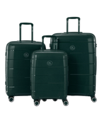Valise Citadine en polypropylene set de 3 valises cabine semaine et soute coloris vert sapin vue de face du set complet