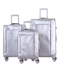 Valise Evasion GYL souple set de 3 valises cabine semaine et soute coloris argent vue de face du set complet