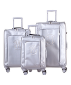 Valise Evasion GYL souple set de 3 valises cabine semaine et soute coloris argent vue de face du set complet