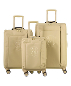 Valise Evasion GYL souple set de 3 valises cabine semaine et soute coloris champagne vue de face du set complet