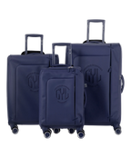 Valise Evasion GYL souple set de 3 valises cabine semaine et soute coloris marine vue de face du set complet