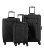 Valise Evasion GYL souple set de 3 valises cabine semaine et soute coloris noir vue de face du set complet