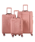 Valise Evasion GYL souple set de 3 valises cabine semaine et soute coloris rose-gold vue de face du set complet