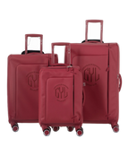 Valise Evasion GYL souple set de 3 valises cabine semaine et soute coloris rouge foncé vue de face du set complet