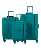 Valise Evasion GYL souple set de 3 valises cabine semaine et soute coloris sapin vue de face du set complet