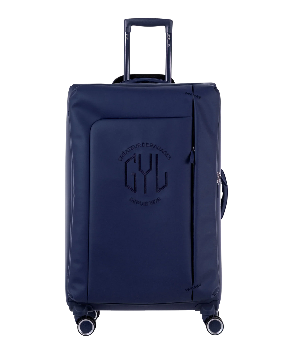 Valise Evasion GYL souple soute 75 cm coloris marine vue de face avec logo GYL