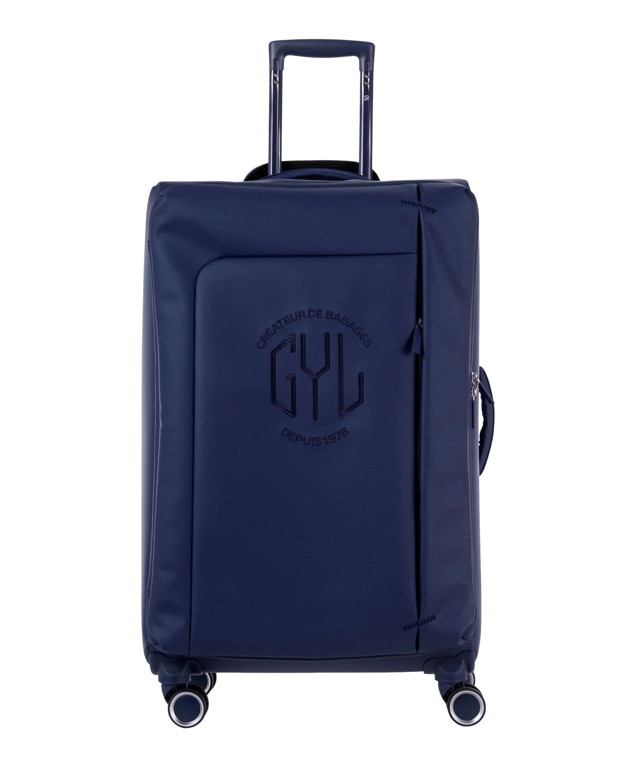 Valise Evasion GYL souple soute 75 cm coloris marine vue de face avec logo GYL