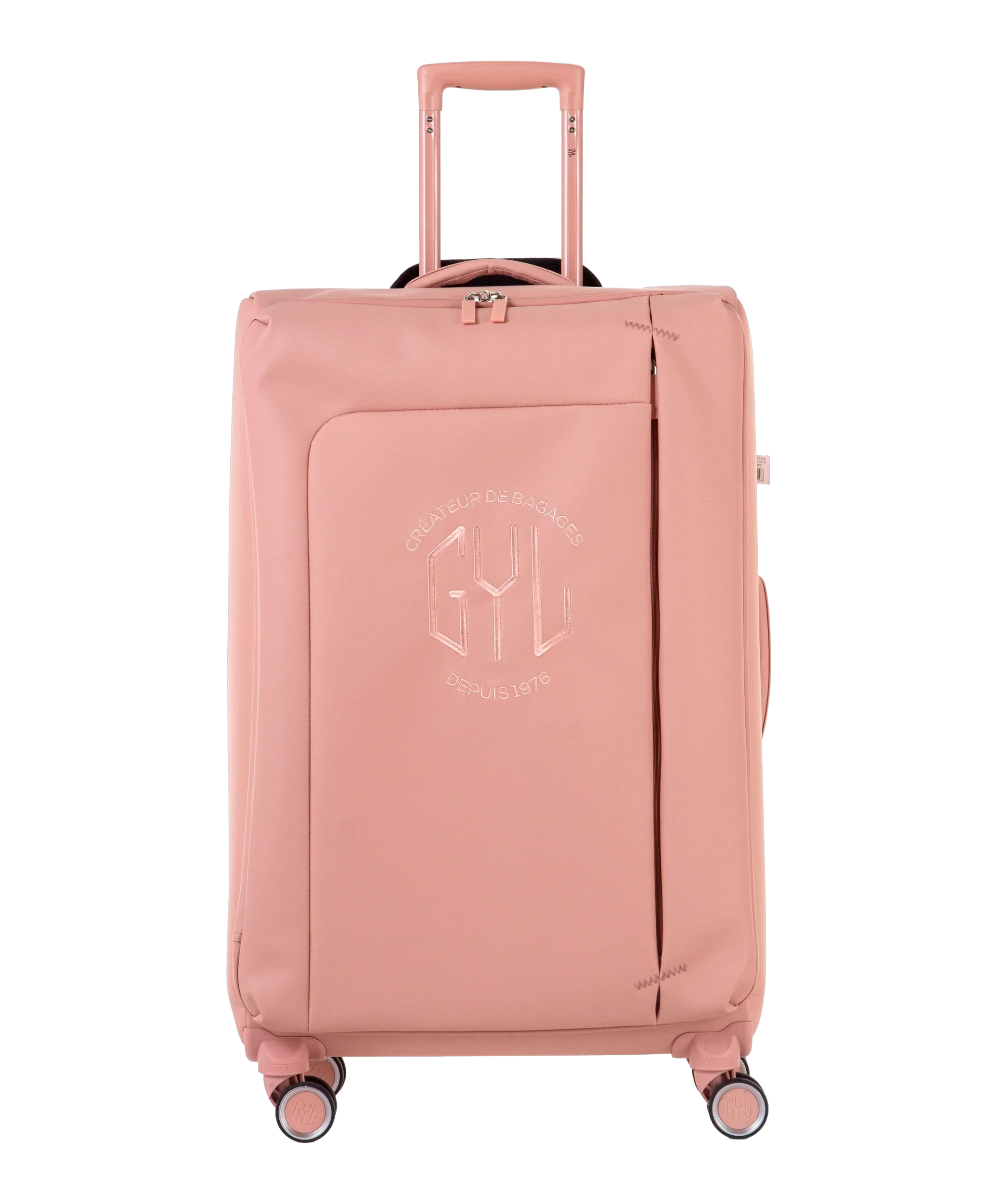Valise Evasion GYL souple soute 75 cm coloris rose-gold vue de face avec logo GYL