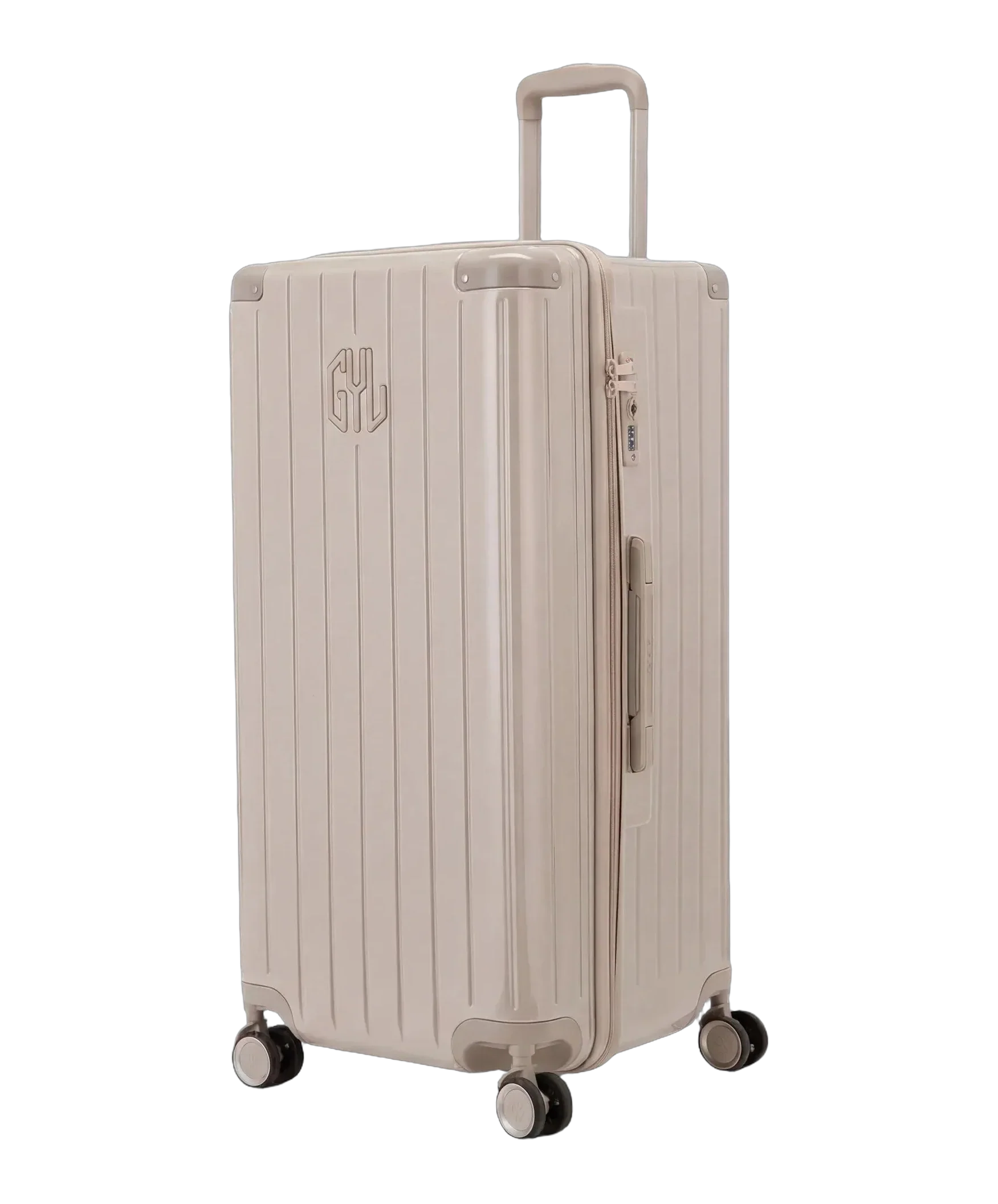 Valise trunk GYL taille XL nude vue trois quarts polycarbonate rigide