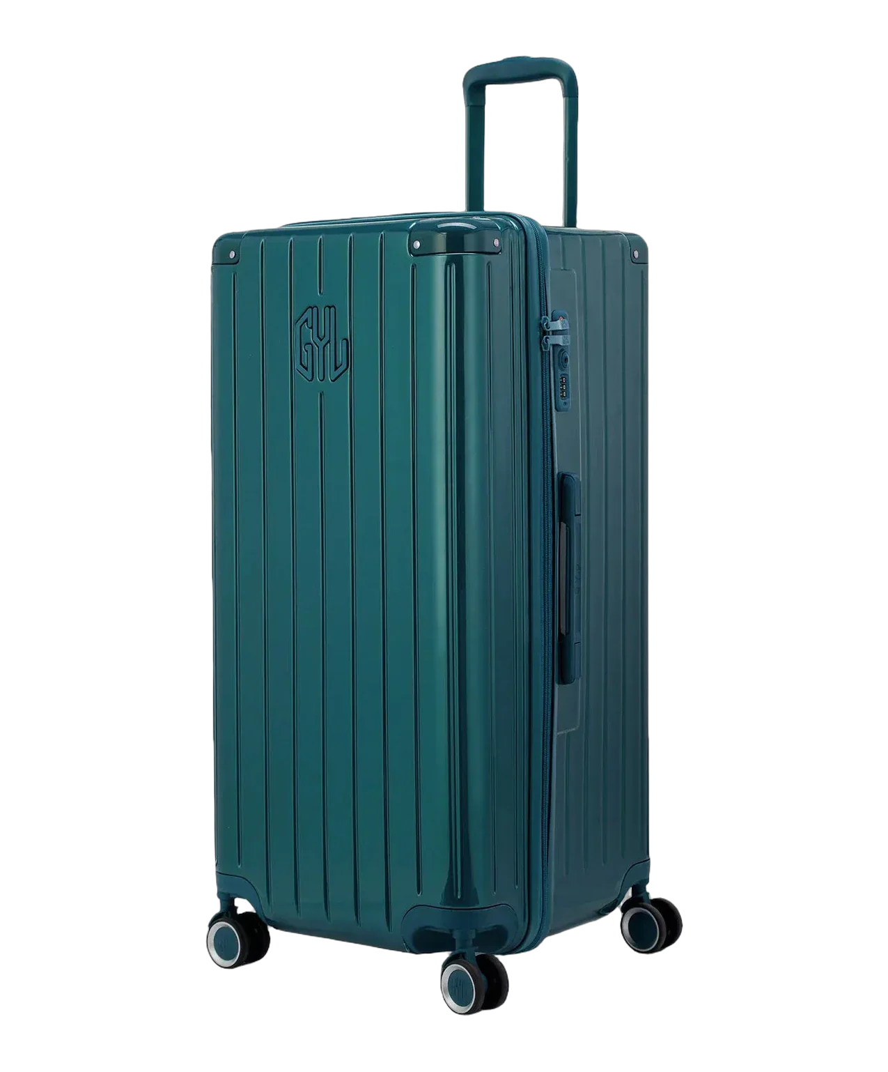 Valise trunk GYL taille XL sapin vue trois quarts polycarbonate rigide