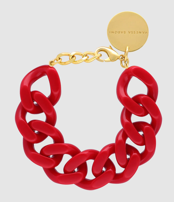 Vanessa Baroni - Bracelet Flat Chain Scarlet Red - Femme