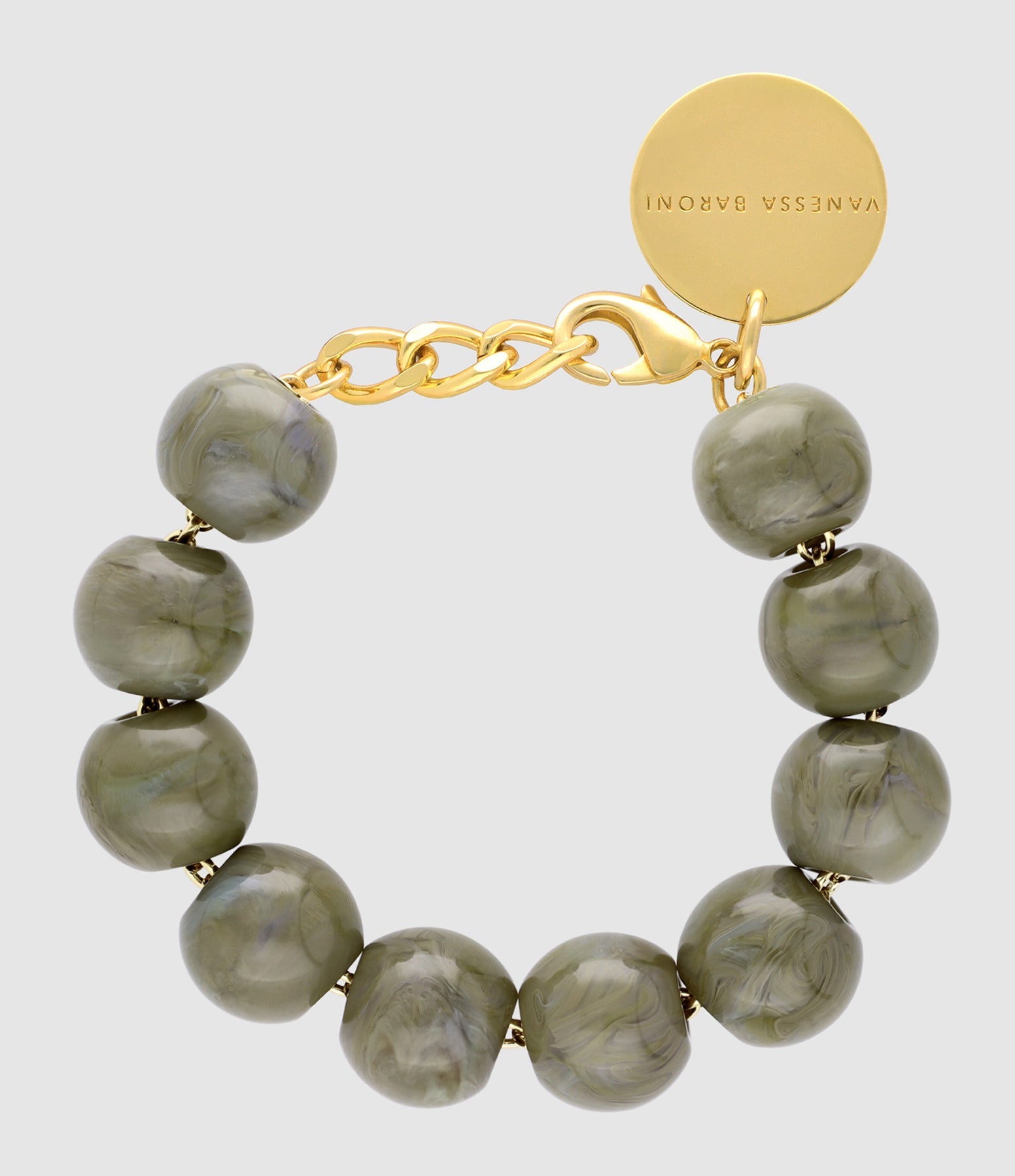 Vanessa Baroni - Bracelet Beads Light Olive Marble - Femme