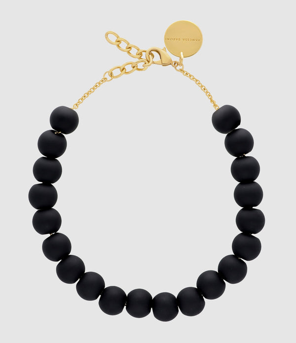 Vanessa Baroni - Collier Small Beads Short Matt Black - Femme