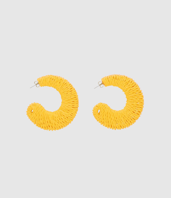 Vanessa Baroni - Boucles D'Oreilles Big Moon Raffia Yellow - Femme