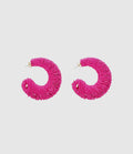 Vanessa Baroni - Boucles D'Oreilles Big Moon Raffia Fuchsia - Femme