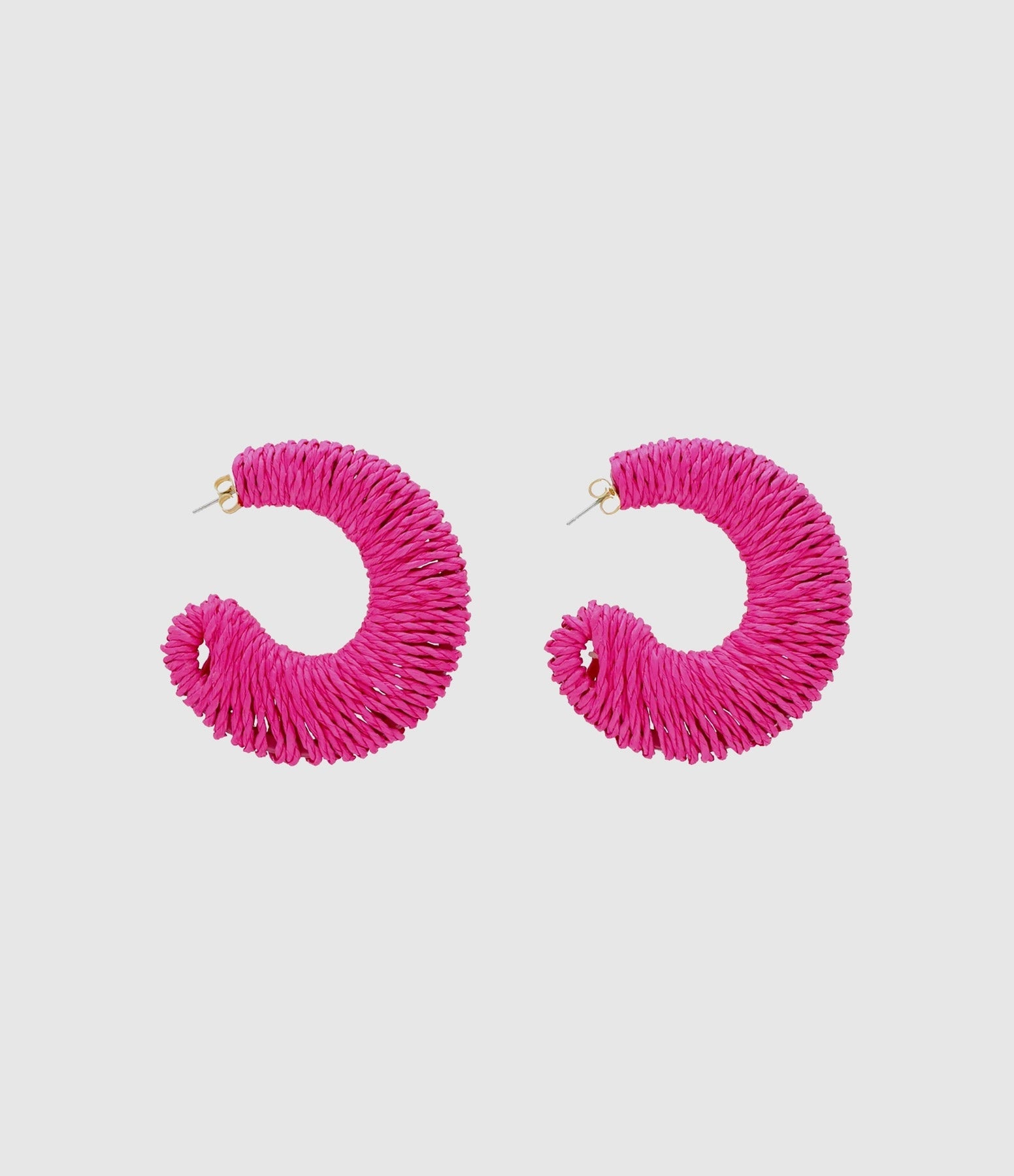 Vanessa Baroni - Boucles D'Oreilles Big Moon Raffia Fuchsia - Femme