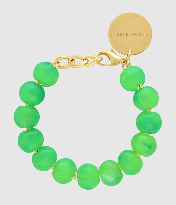 Vanessa Baroni - Bracelet Mini Beads Neon Green Marble - Femme