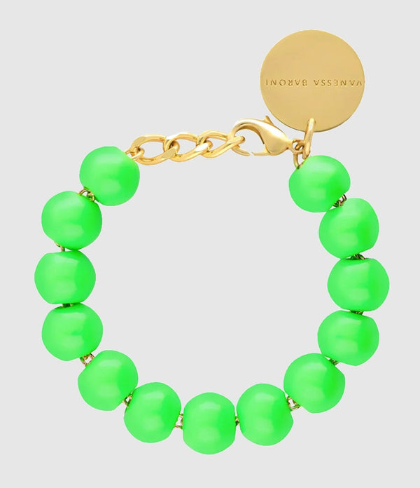 Vanessa Baroni - Bracelet Mini Beads Neon Green - Femme