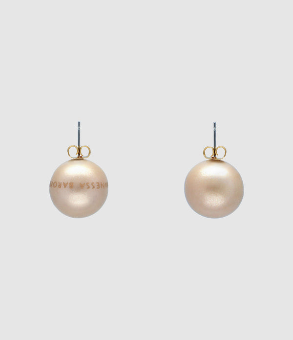 Vanessa Baroni - Boucles D'Oreilles Small Dot Champagne Pearl - Femme