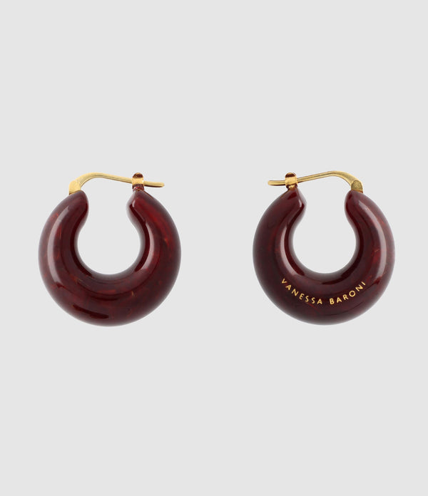 Vanessa Baroni - Boucles D'Oreilles Circlet Bordeaux Marble - Femme