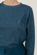 Top Verte - Rayures Bleu Marine - Femme