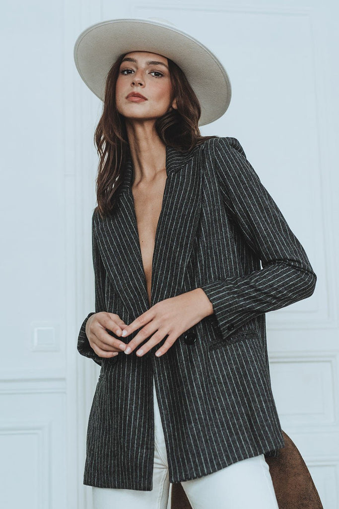 Veste Ava Rayure Anthracite - Saaj Paris - The Bradery