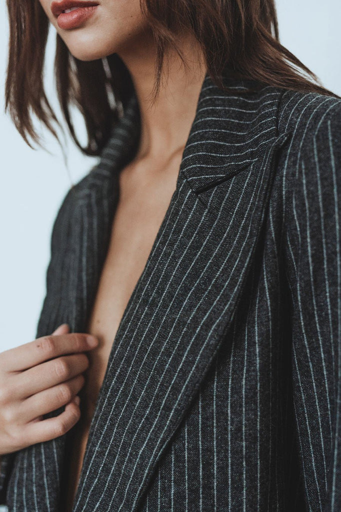 Veste Ava Rayure Anthracite - Saaj Paris - The Bradery