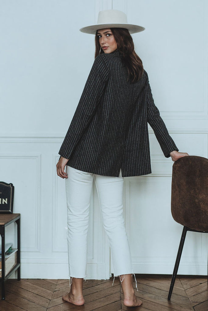 Veste Ava Rayure Anthracite - Saaj Paris - The Bradery