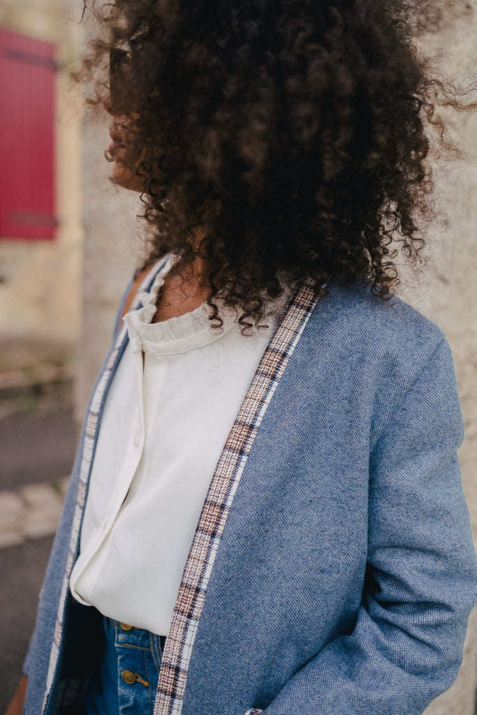 VESTE CHANDLER BLEU - Saaj Paris - The Bradery