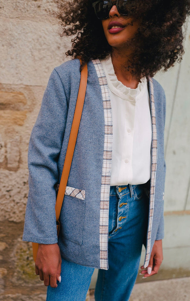 VESTE CHANDLER BLEU - Saaj Paris - The Bradery